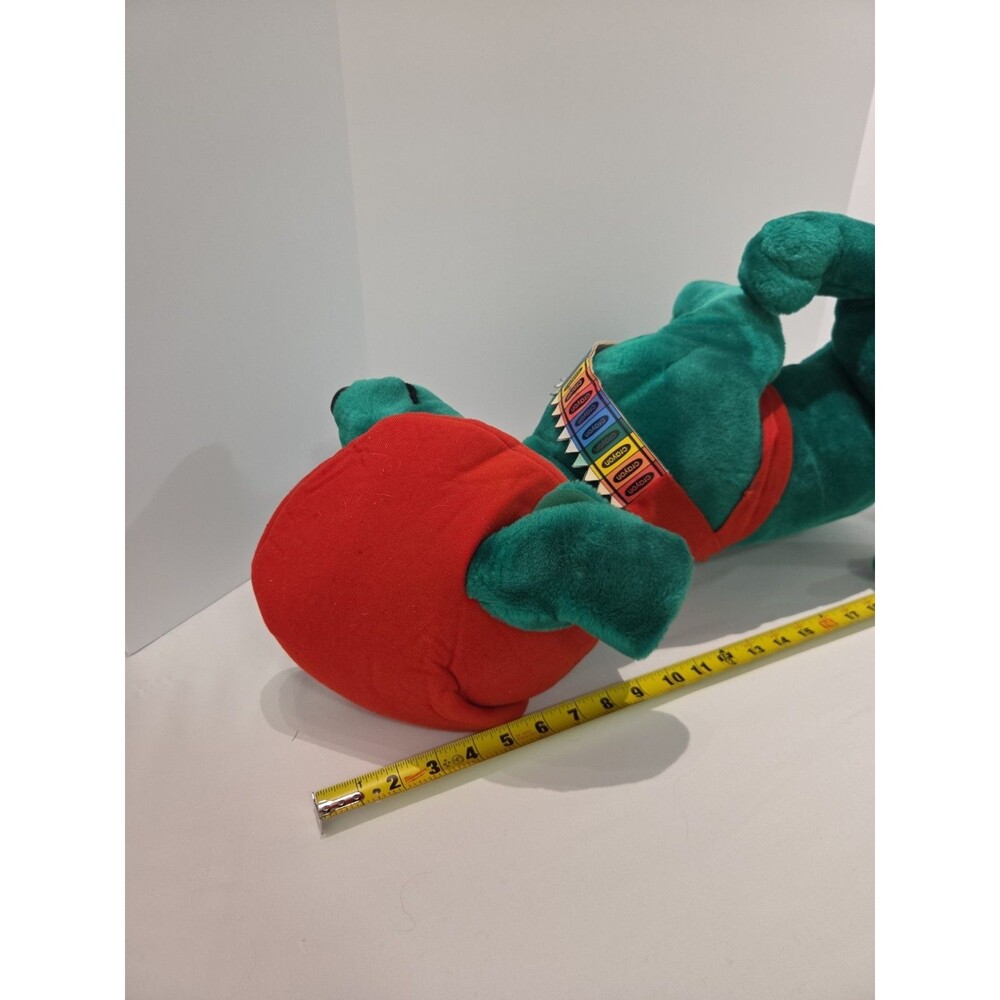 Vtg 24" Nanco 2000 Bright Green Chihuahua Plush Dog Crayon Bandolier Red Beret - Picture 12 of 12